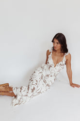 Second Chances Ruffle Trim Maxi Dress Mocha